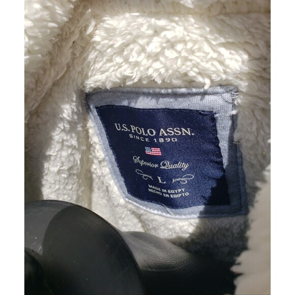 US Polo Assn Hoodie Jacket Womens L Gray Sherpa lined Full Zip Logo Cozy NWT - Picture 9 of 16